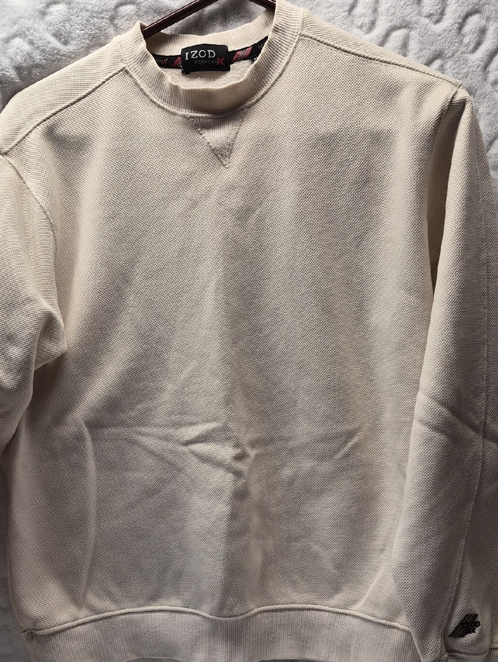 Izod Men's Cream Crewneck Pullover Sweater